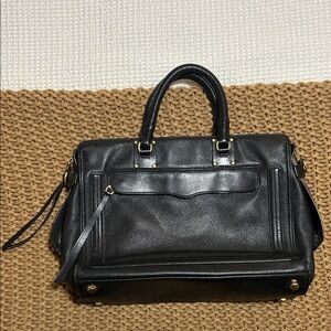 Rebecca Minkoff Black Leather Bag with Gold Detail